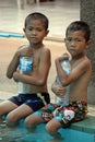 Primary student group study to swim at this pool.